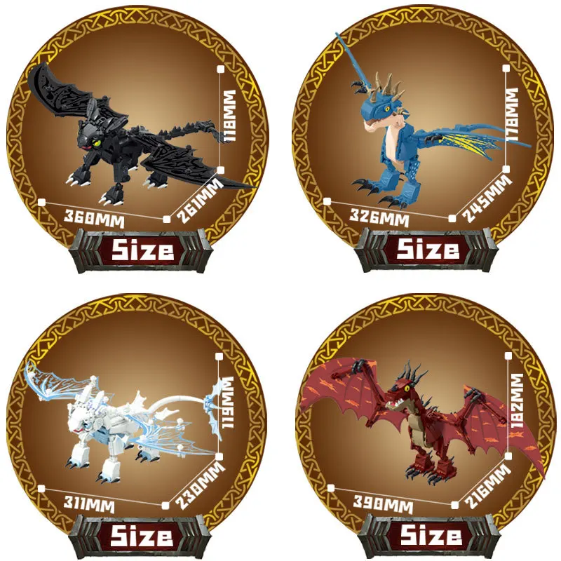 

New anime character Flying Dragon Night Light Shadow Dragon Monster Building Blocks Toy Model