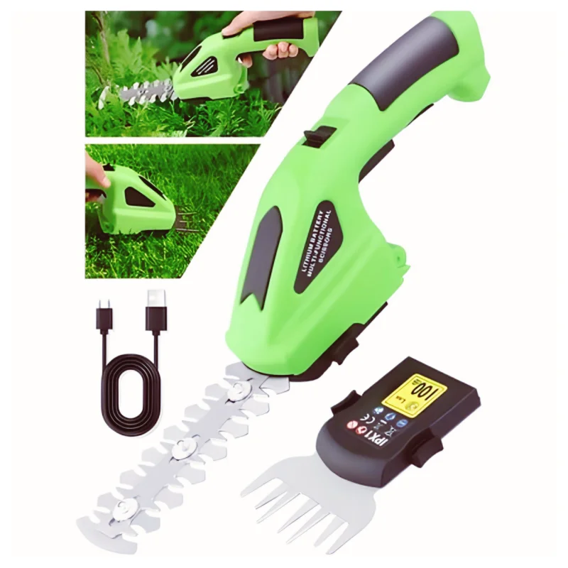 Portable Cordless Garden Pruning Tool 2 in 1Electric Hedge Trimmer and Grass Shear Rechargeable Battery Long Lasting Lightweight