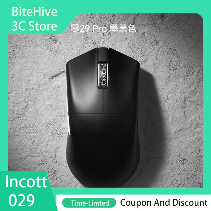 Mouse Sem Fio Incott 029 PRO 8K, Mouse Gamer 3 Modos PAW3395/PAW3950 2.4GHz IPS650 300mAh DPI Bluetooth Leve Ergonômico
