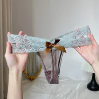 Sexy Lace Underwear Women's Hot Color Block Mesh See through Trousers Type Bikini Briefs Home Clothes Inner Wear Chinese Brand