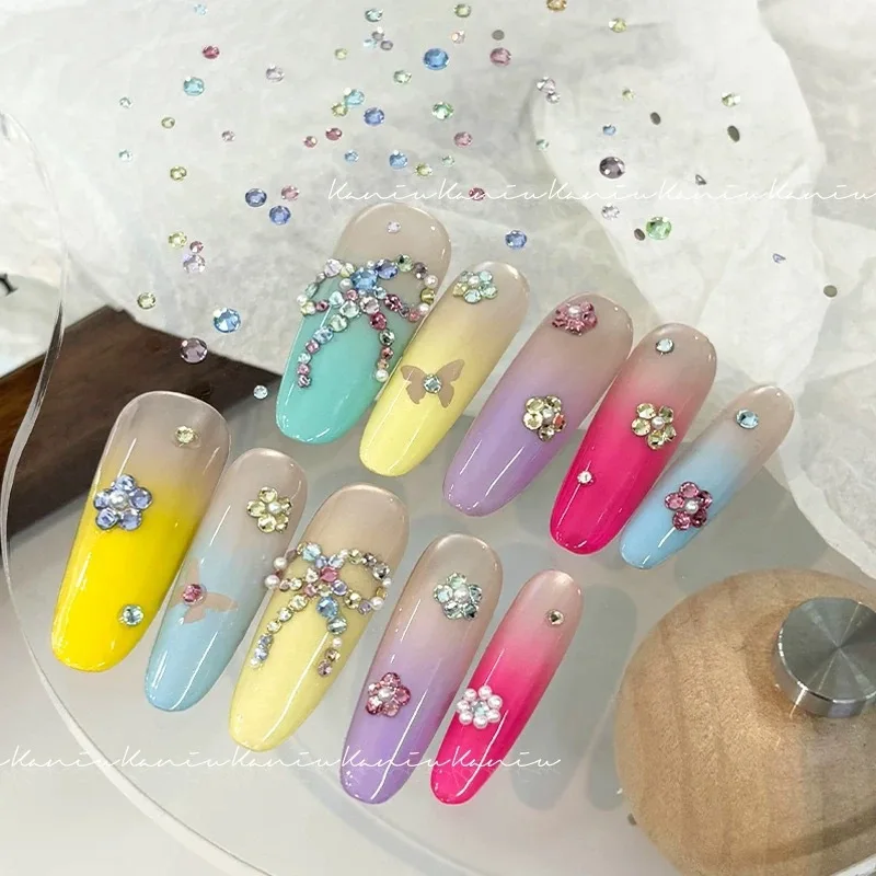 Nagelkunst K9 Flachboden-Diamanten Farblich Gemischt Glitzernde 33-fach Geschliffene Flachboden-Runddiamanten Farbige Diamanten Nageldekoration – Detail 5