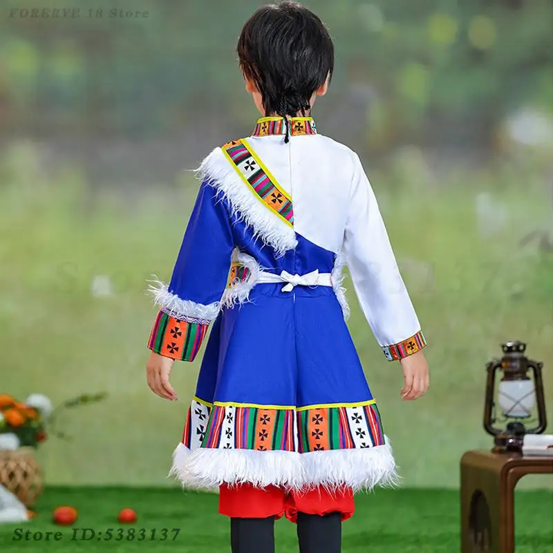 Dziewczęce chłopięce kostiumy do tańca w stylu mongolskim Tradycyjne etniczne ubrania dla dzieci Chiński strój do tańca ludowego Sukienka etniczna