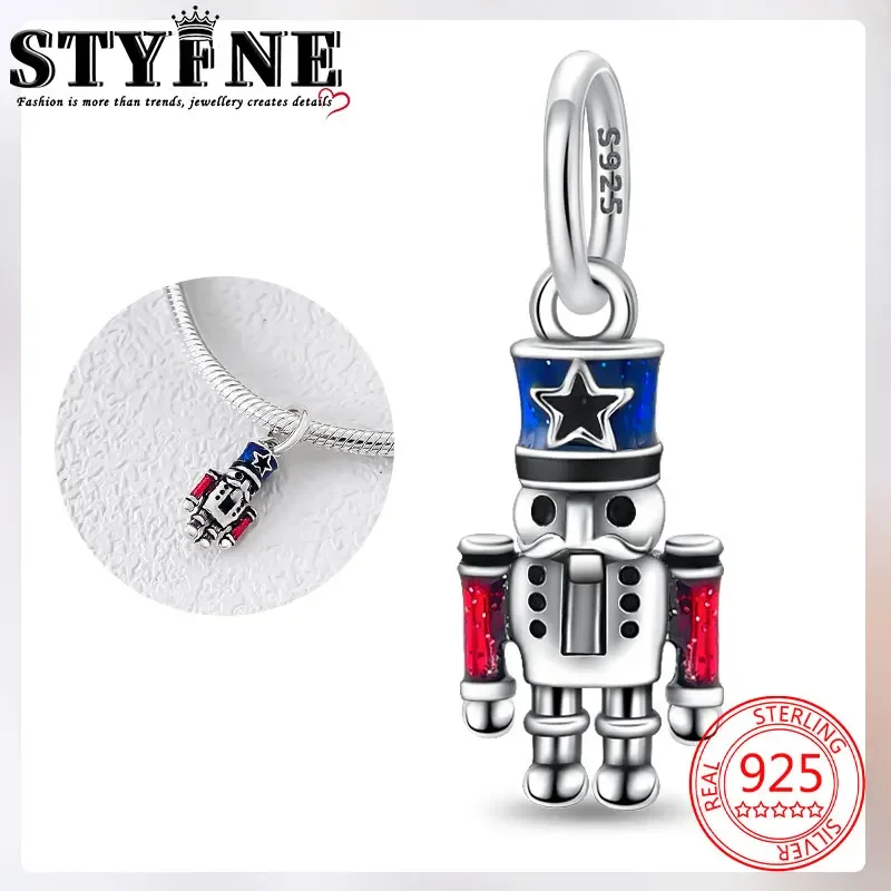 Travel Hobbies 2025 Beads 925 Sterling Silver Moveable Nutcracker Dangle Openable Mouth Charm for Women's Jewelry DIY Gift