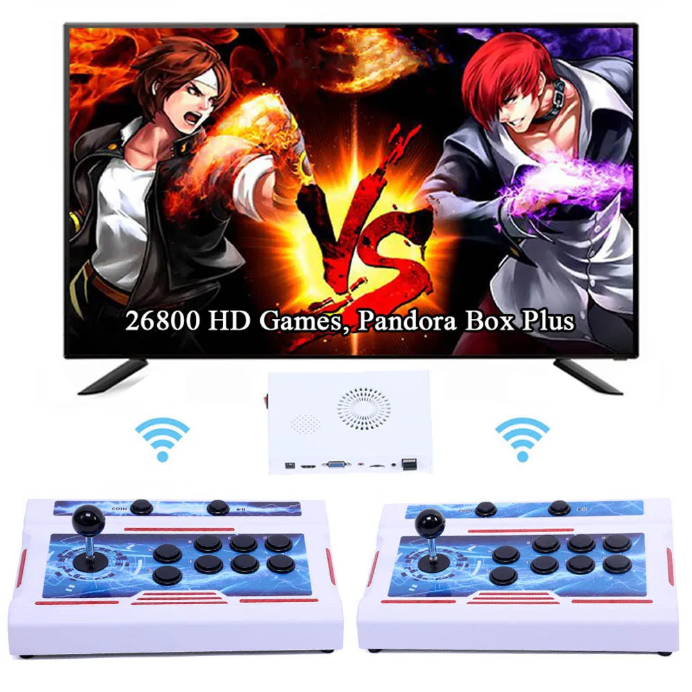 GWALSNTH 26800 in 1 Wireless Pandora Box 60S Bluetooth Arcade Games Console,1280X720 Display,3D Games,Search/Save/Hide Games