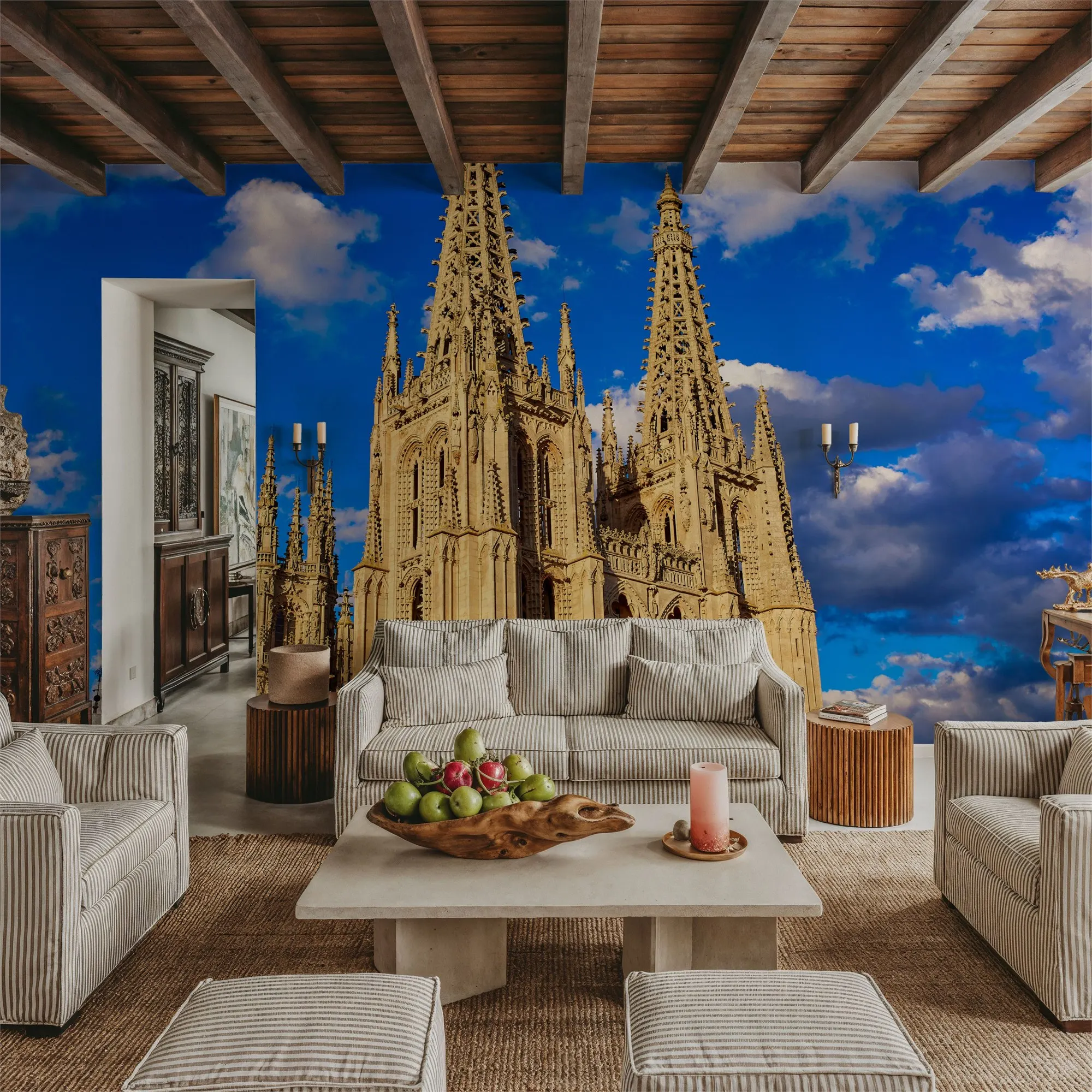 Mural de pared personalizado con diseño de la Catedral de Burgos para sala de estar