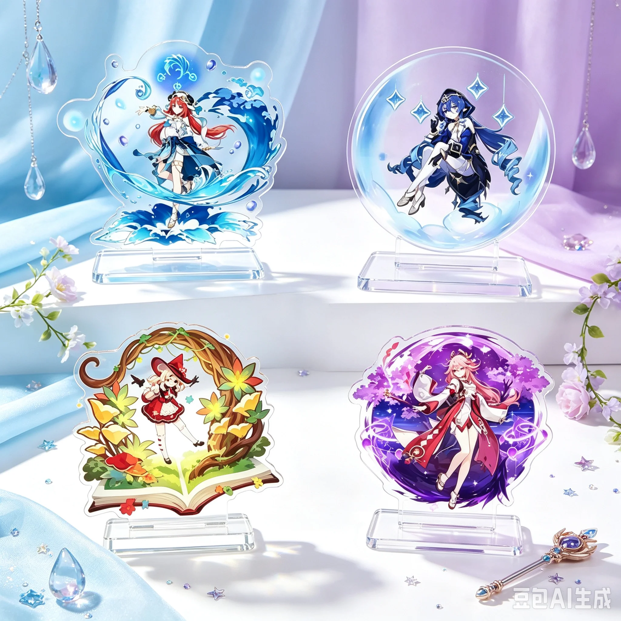 HOT Anime Genshin Impact Acrylic Stand Model Bookshelf Decoration Products High Definition Images Bookshelf Decoration Keychain