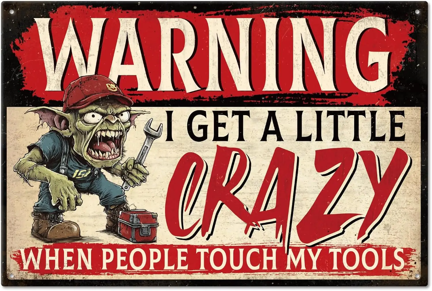GLOBLELAND Warning Metal Tin Sign 8x12in 
