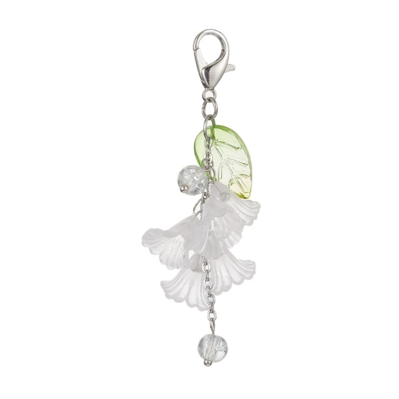 Llavero flores hecho a mano, llavero hoja floral acrílico, colgante con cierre langosta, decoración
