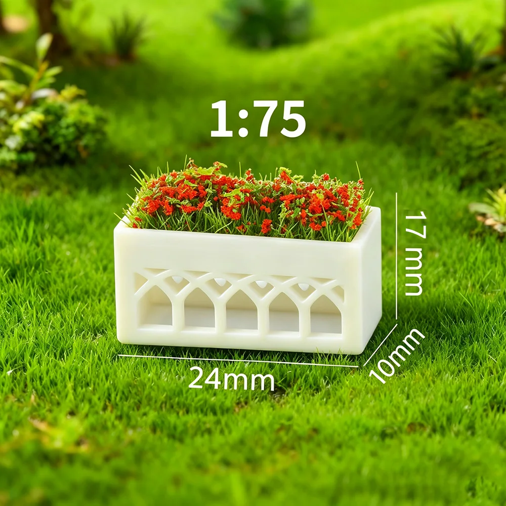 1:75 Maßstab Mini-Blumenkasten-Modell Simuliertes Blumenbeet Grasbüschel für Architektur-Sandtisch Gartenszenen-Materialien – Detail 3