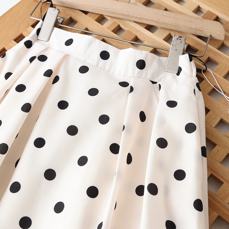 Ele خمر طباعة عالية الخصر ميدي تنورة المرأة دائرة كاملة مظلة غير رسمية تنورة سلسلة Faionable صيف 2025