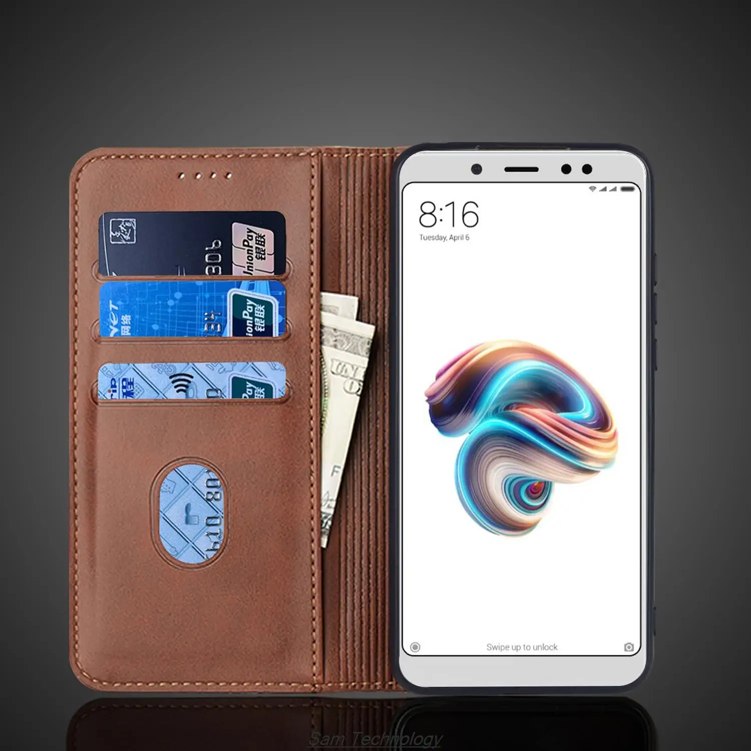 Magnetic attraction Leather Case for Xiaomi Redmi Note 5 Pro Holster Flip Cover Case Wallet Phone Bags Fundas Coque