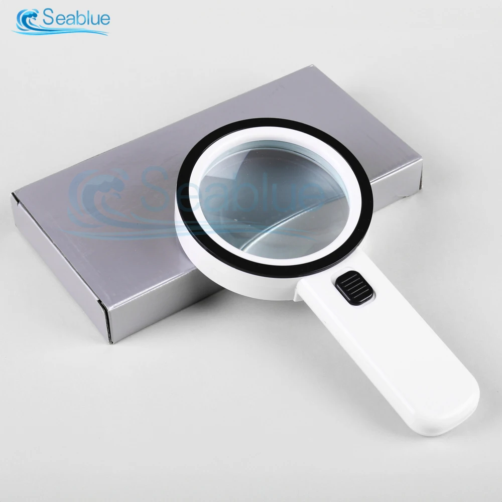 30X Magnifying Glass Handheld with Light 12 LED Watch UV 90mm Stand Ring Microscope for Optical Glass Repair Tool