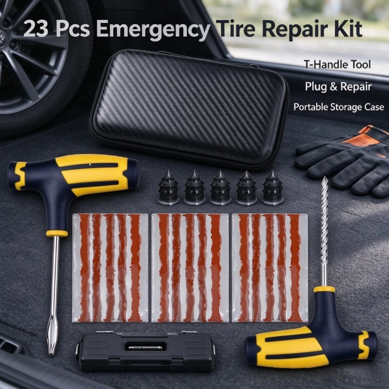 Stocking Stuffers Emergency Tire Repair Kit, Heavy-Duty Quick Fix Glue & Rubber Strips, Portable On-the-Go Safety Tool for Punct