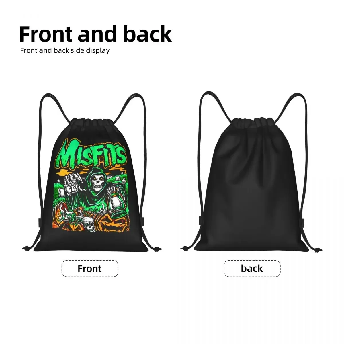 Custom Bag Heavy Metal Misfits Skull Drawstring Bags Men Women Lightweight Rock Punk Sports Gym Storage Backpack