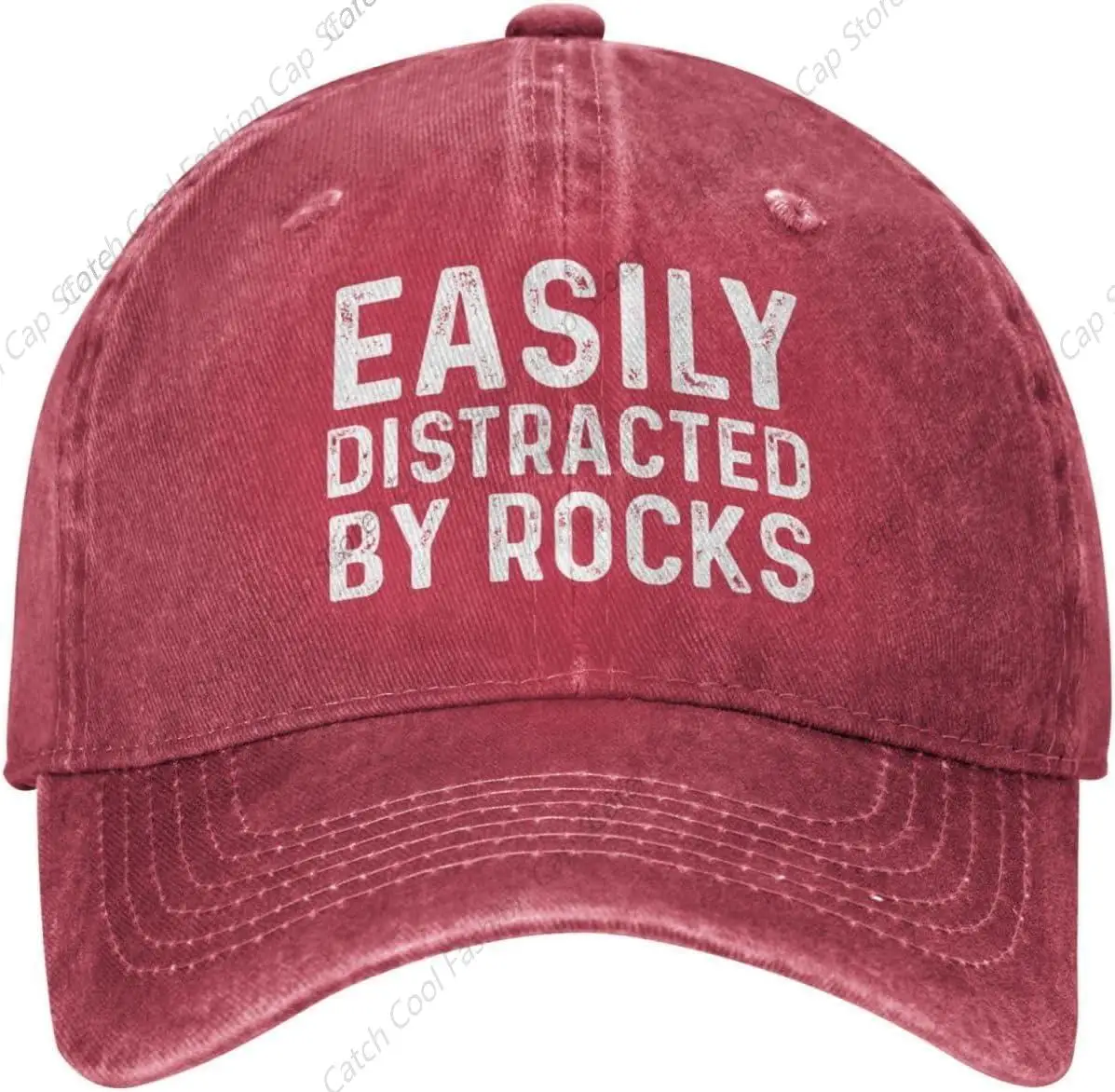 

Easily Distracted by Rocks Baseball Cap for Men Women Vintage Trucker Denim Hat Washed Cotton Fashion Unisex Adjustable Sports