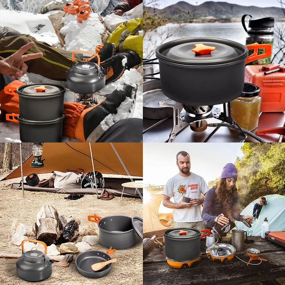 Imagem -06 - Lightpeso Aluminum Cooking Conjunto para Outdoor Camping Equipment Cookware Kit Traveling Trekking Caminhadas Suprimentos