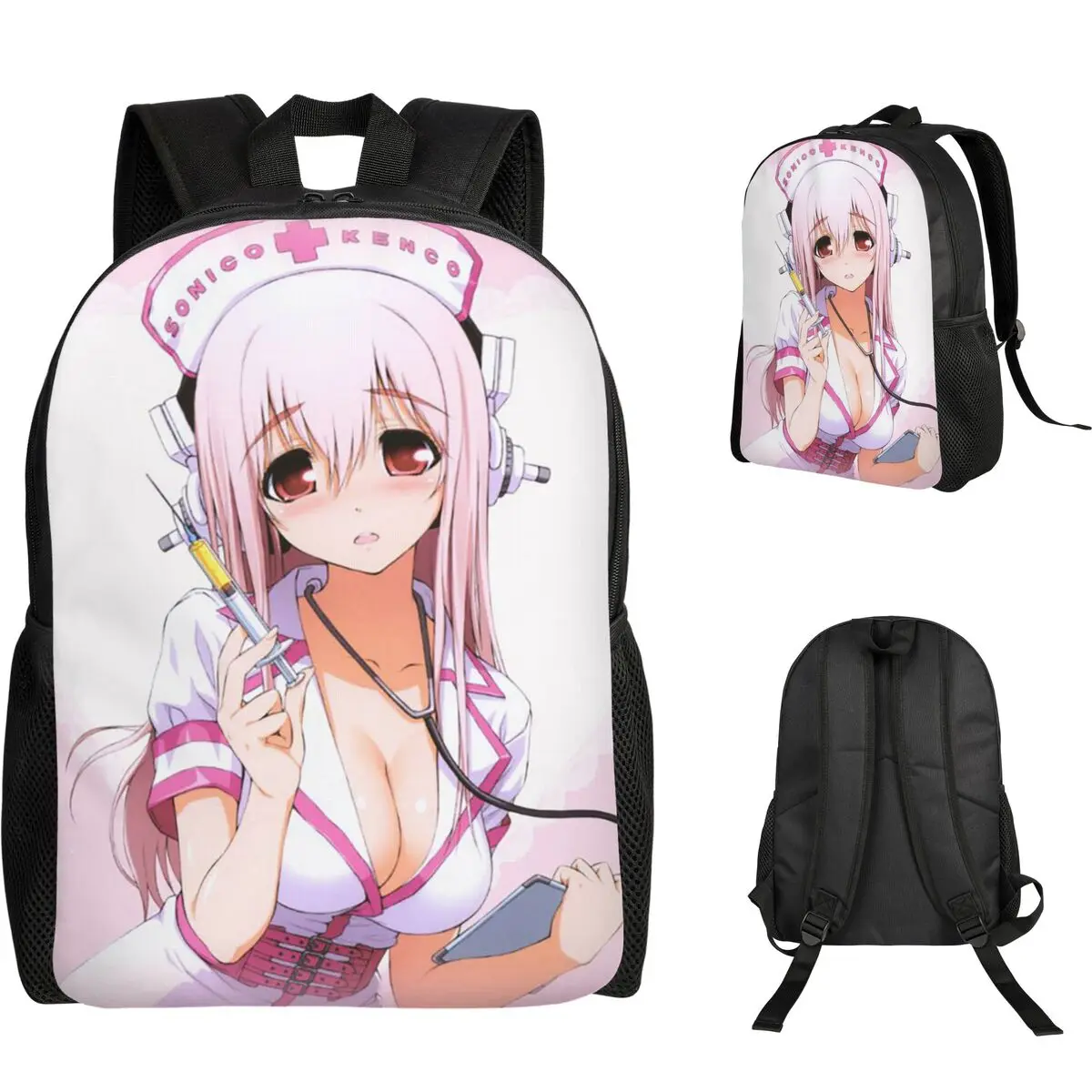 Cartoon Super Sonico Game Cute Girl Backpack Student Boys Girls BookBag School Bag Computer Shoulder Bags