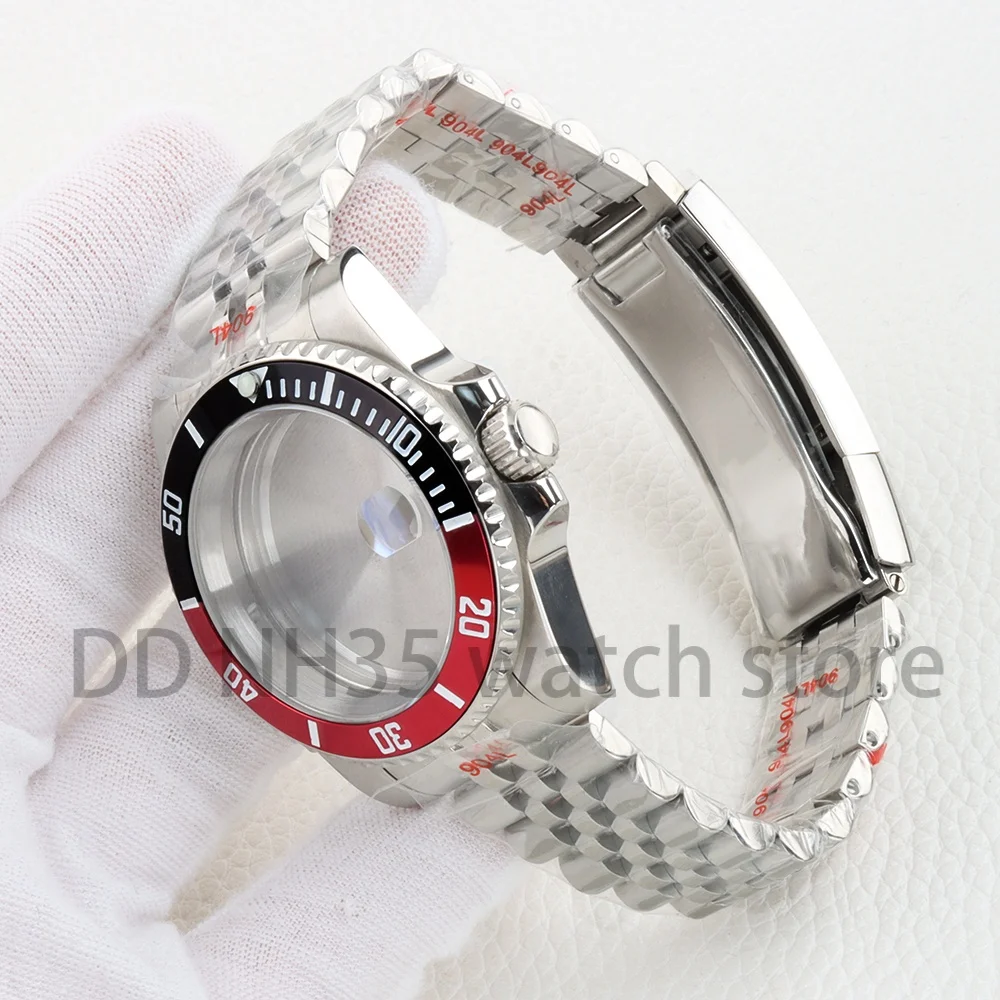 High Quality Men NH35 Watch Case and Jubilee bracelet slide buckle 40mm Stainless Steel for SUB Seiko NH34 NH35 Nh36 movement