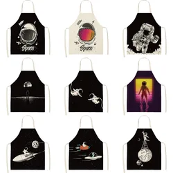 Space Cotton Linen Easy Cleaning Astronaut Girl Men Printed Waist Bib Women Aprons Home Cooking Tools Kitchen Apron Kid Apron