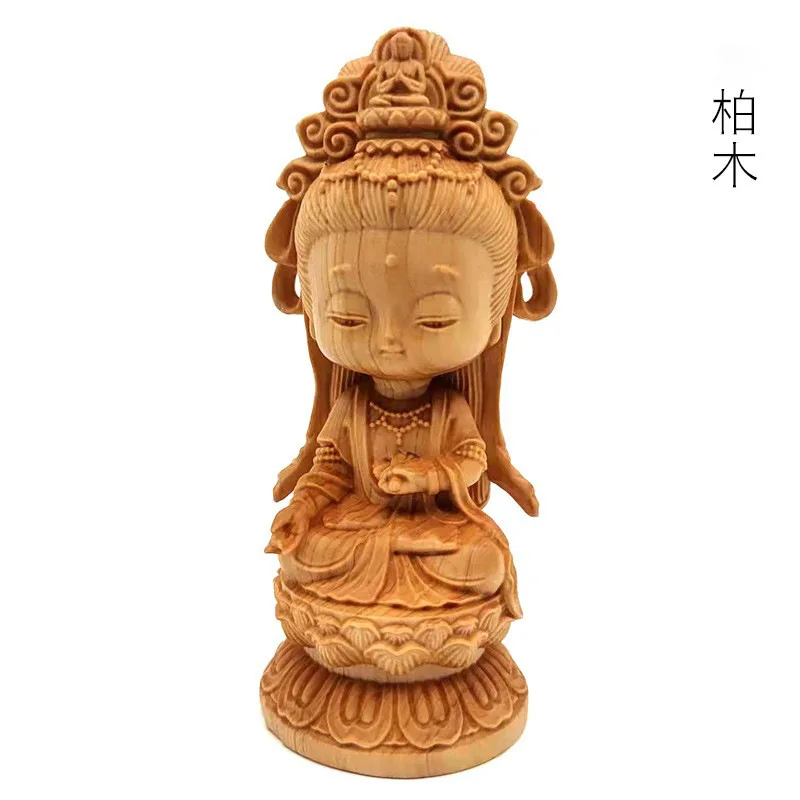 

Cypress Cartoon Guanyin Ornaments Decorations Specifications 13*5.6*5. 6Cm Living Room Decorative Crafts Factory Wholesale