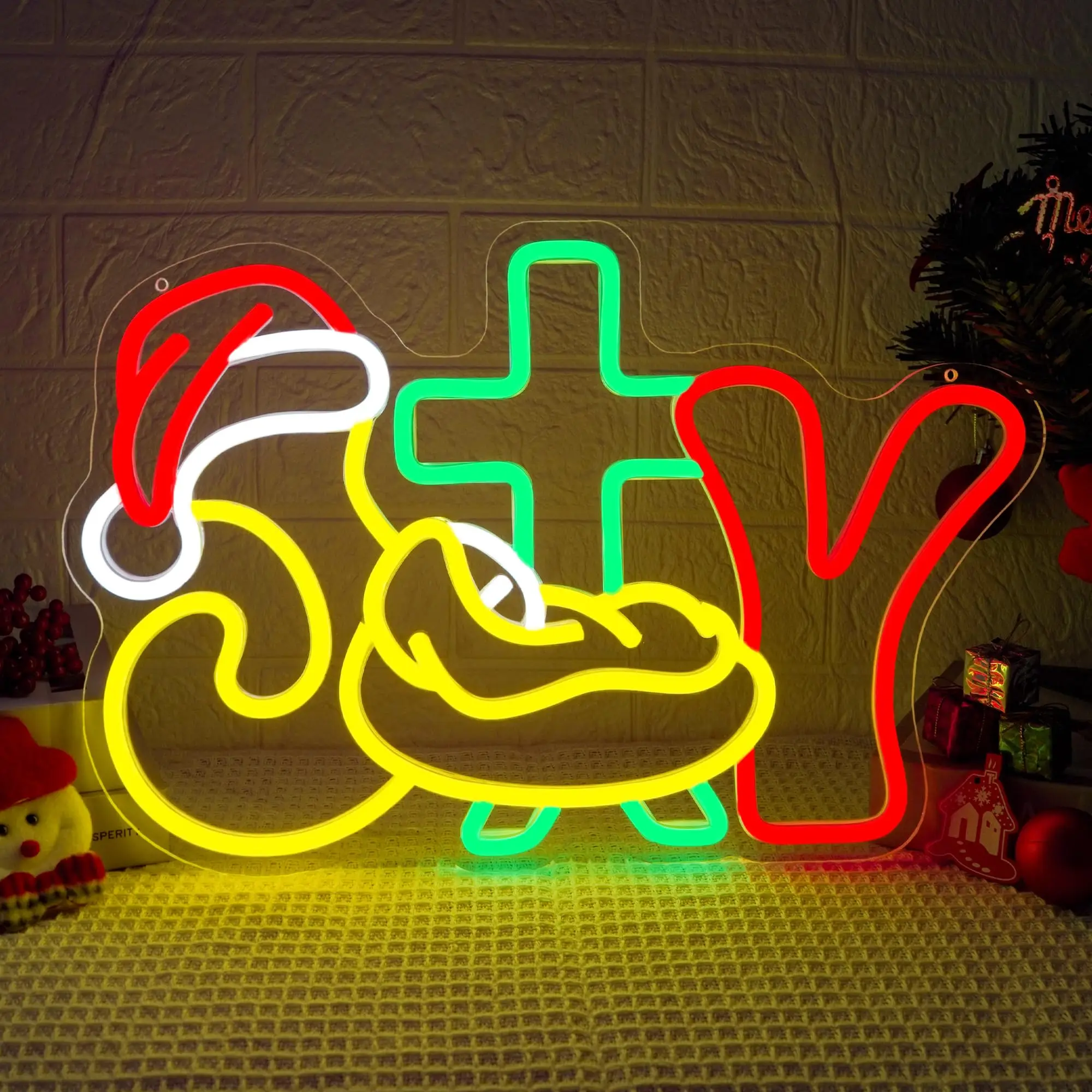 JOY – panneau néon pour scène de nativité, panneau lumineux à intensité variable, décoration murale pour joyeux noël, Art religieux, vacances, fenêtre de maison