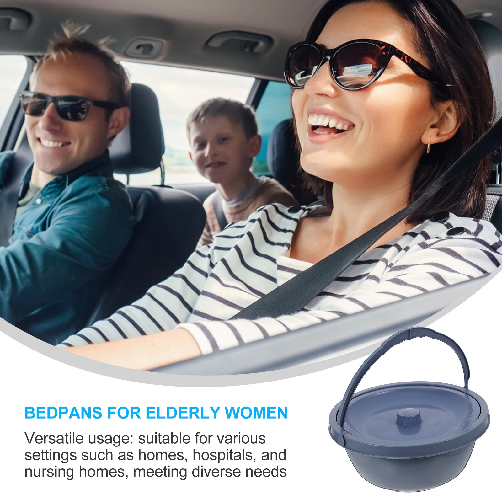 

Dark Grey Portable Chamber Pot Nighttime Use with Spill Proof Lid Elderly Adults Hospital Home Car Camping Urinal Bucket