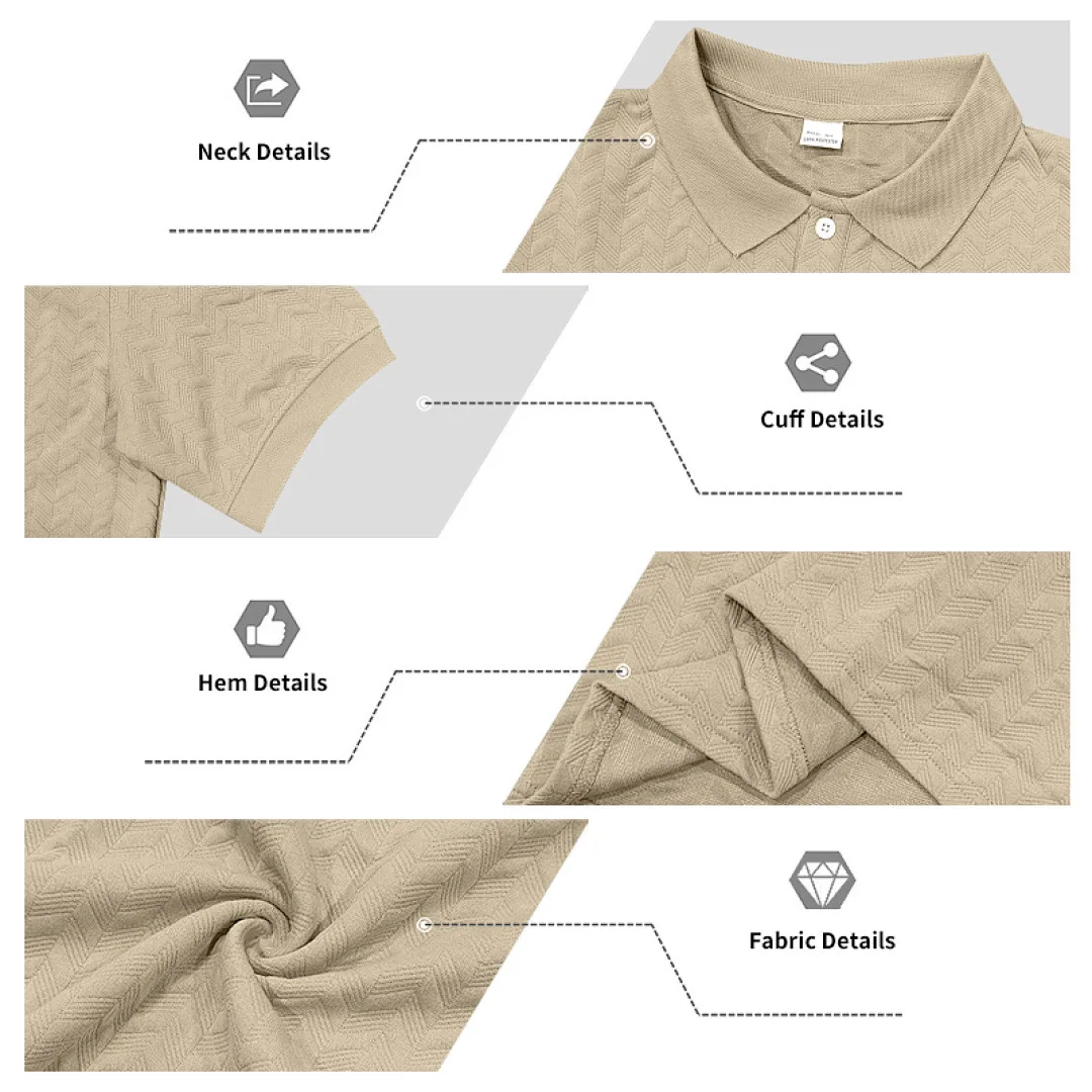 Grenzüberschreitendes Amazon American Heavy-Duty Polo-Shirt mit lockerem Texturmuster, einfarbig, Jacquard, lässig, schlicht, trendig, kurzärmelig – Detail 8