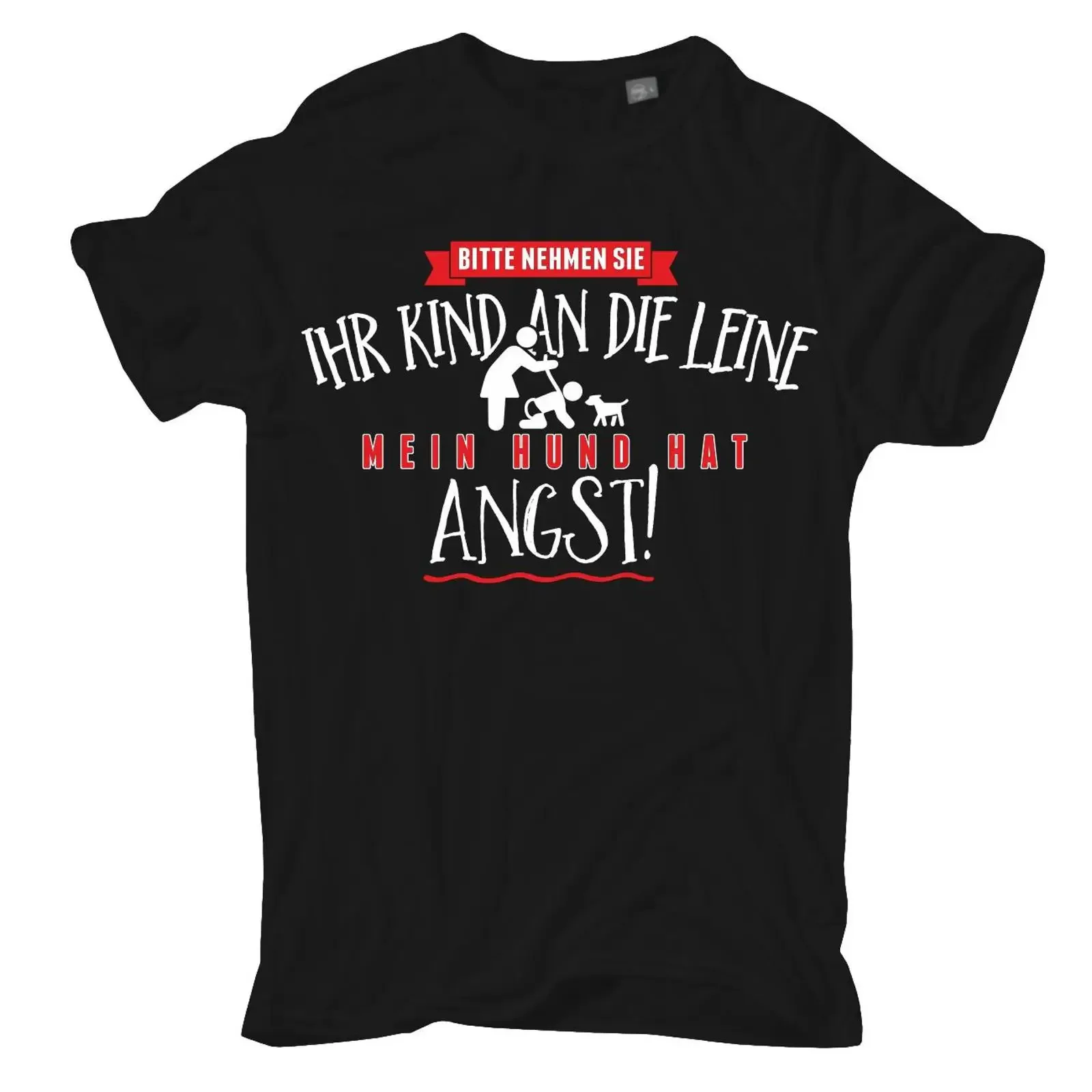 T Shirt Mein Hund hat Angst Kind an Leine Hunde dogs witziger lustig S 10XL vintage Washed Comfortable Casual Breathable