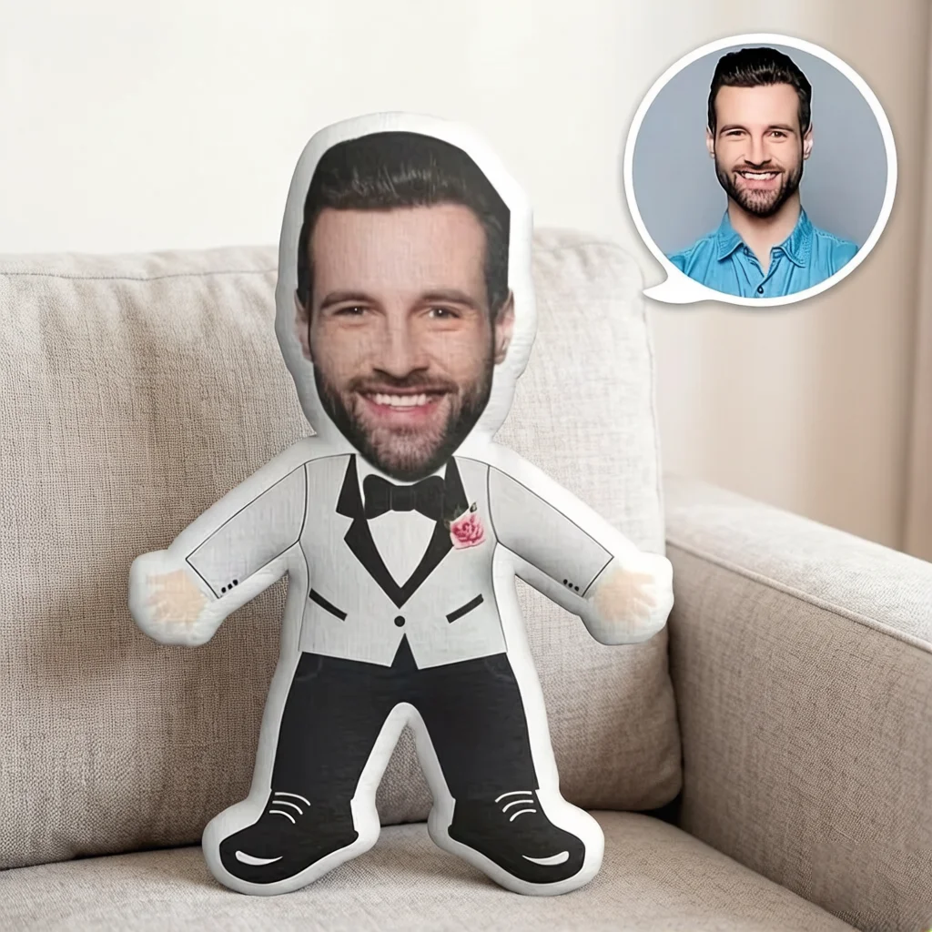 Customize a Fun Plush Pillow with Your Photo, a Men's Suit Face Doll, the Best Choice for Giving to Your Lover,