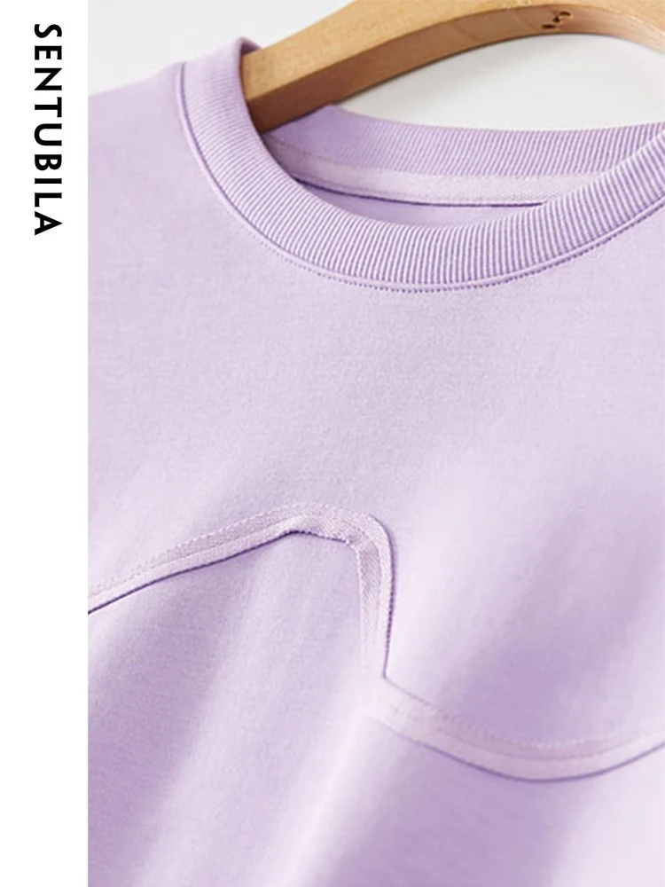 Sentubila-Sudadera con cuello redondo de gran tamaño para mujer, suéter de manga larga, ropa femenina, Otoño, 133A50535, 2023