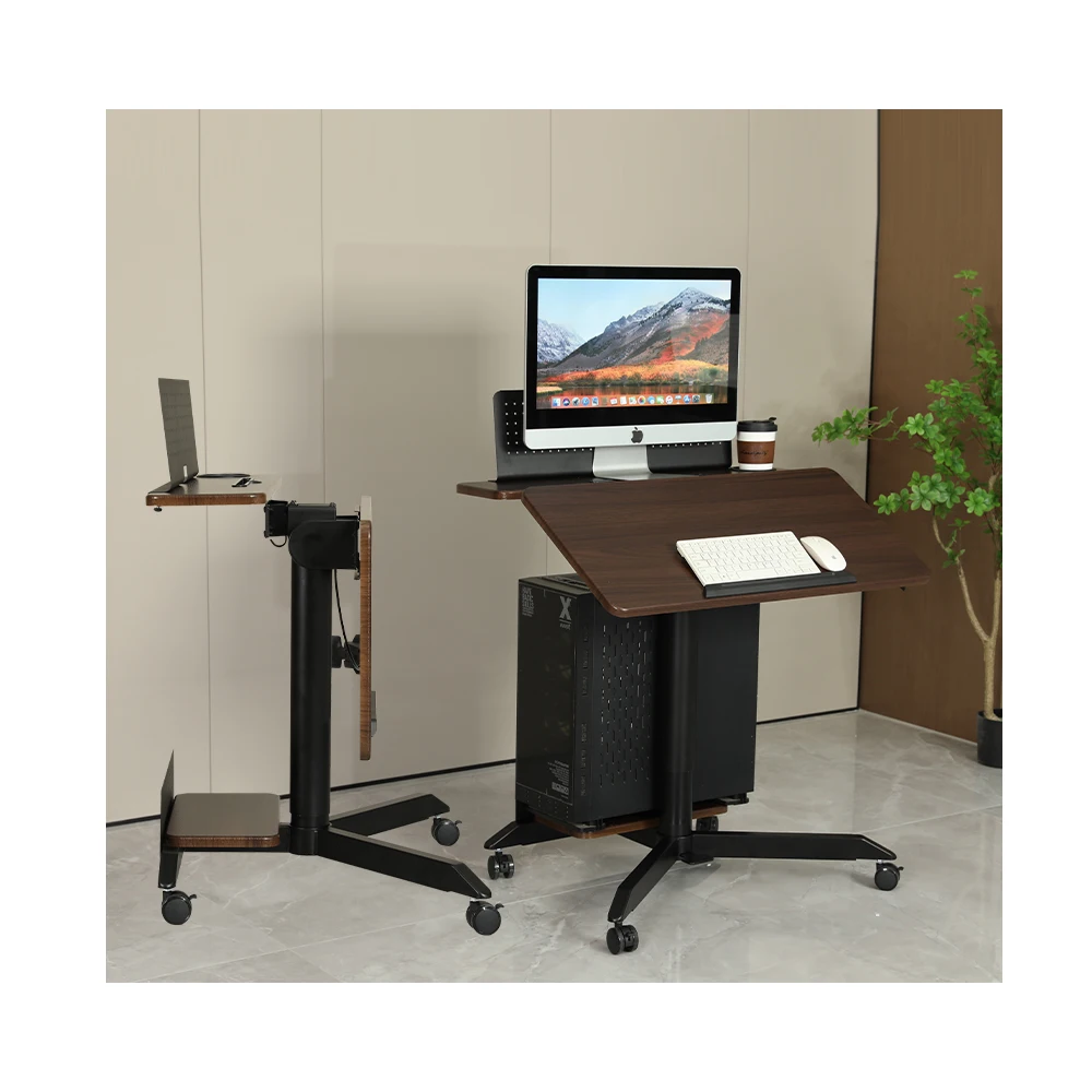 Furniture Manufacturer Mobile Gas Spring Standing Computer Table MDF Flipped Desktop Pneumatic Height Adjustable Desk