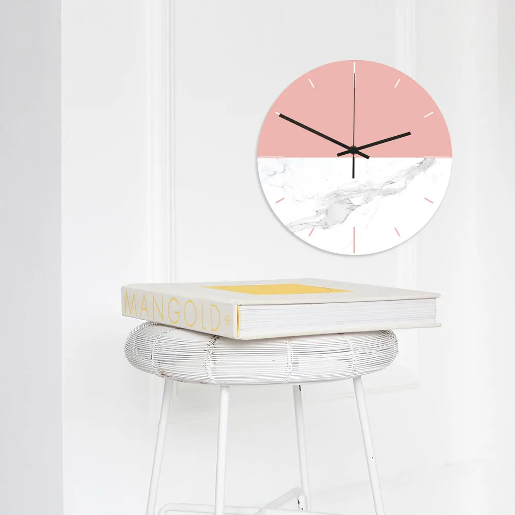 

Marble Textured Clock Silent Decorative Wall UV Creative Acrylic Household Round