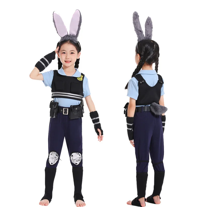 Kids Judy Cosplay Anime Fantasia Costume for Boys Girls Uniform Cute Headband Roleplay Outfits Halloween Carnival Party Suits view 2