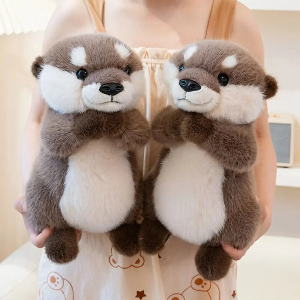 

PP Cotton Brown Otter Plush Toy Lifelike Fluffy Chubby Otter Stuffed Animal Dolls Collection Soft Simulation Otter Toy Doll