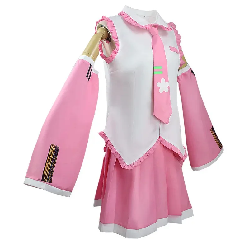 Miku Cosplay Costume Silver Patent Leather Clothes Blue Wig Headwear Outfits JK Sailor Dress High School Uniform Halloween Props