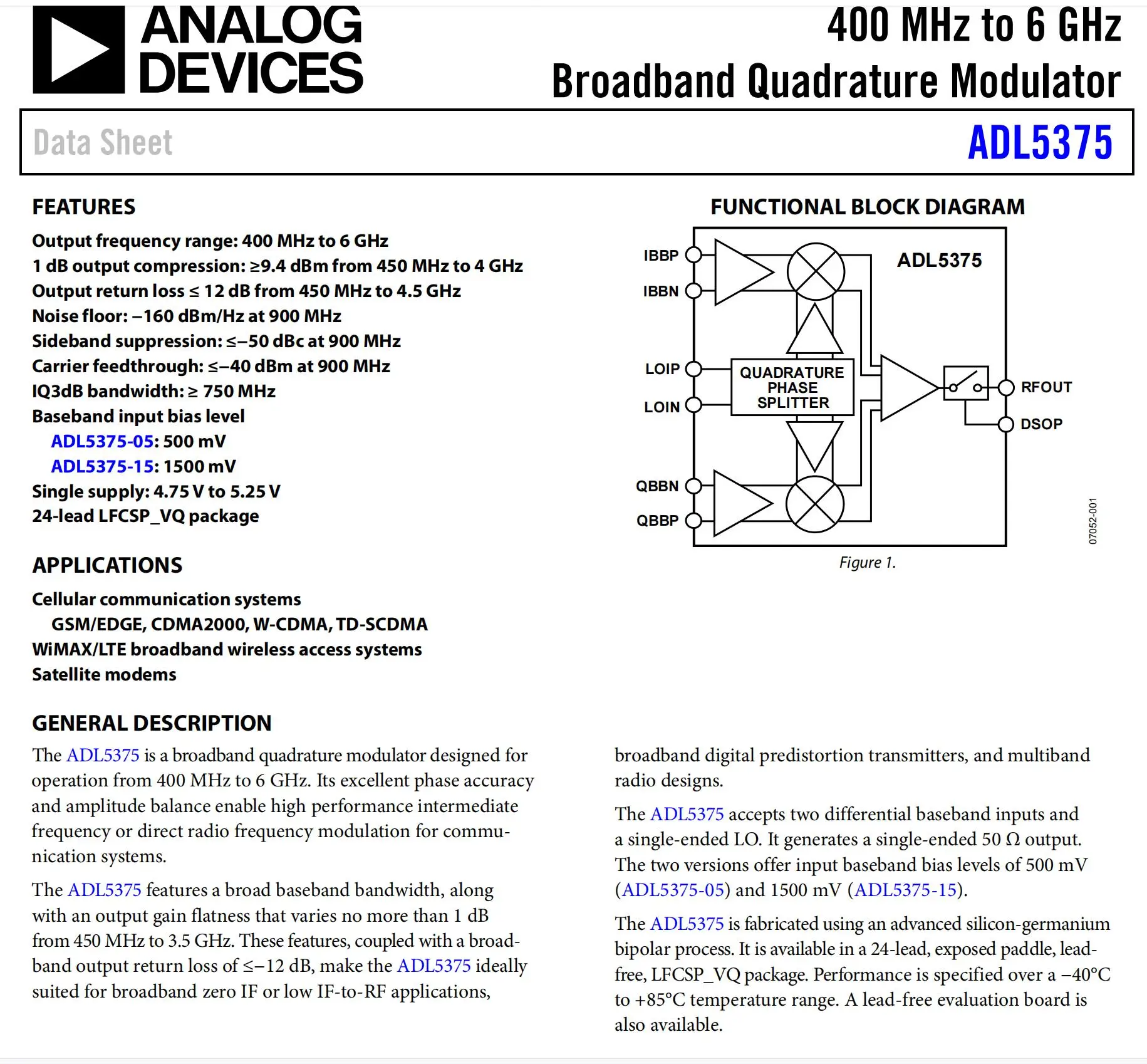 ADL5375 400M To 6GHZ IQ Quadrature Modulator Mixer W LO Barron Modulator Module Broadband For RF Ham Radio Amplifier