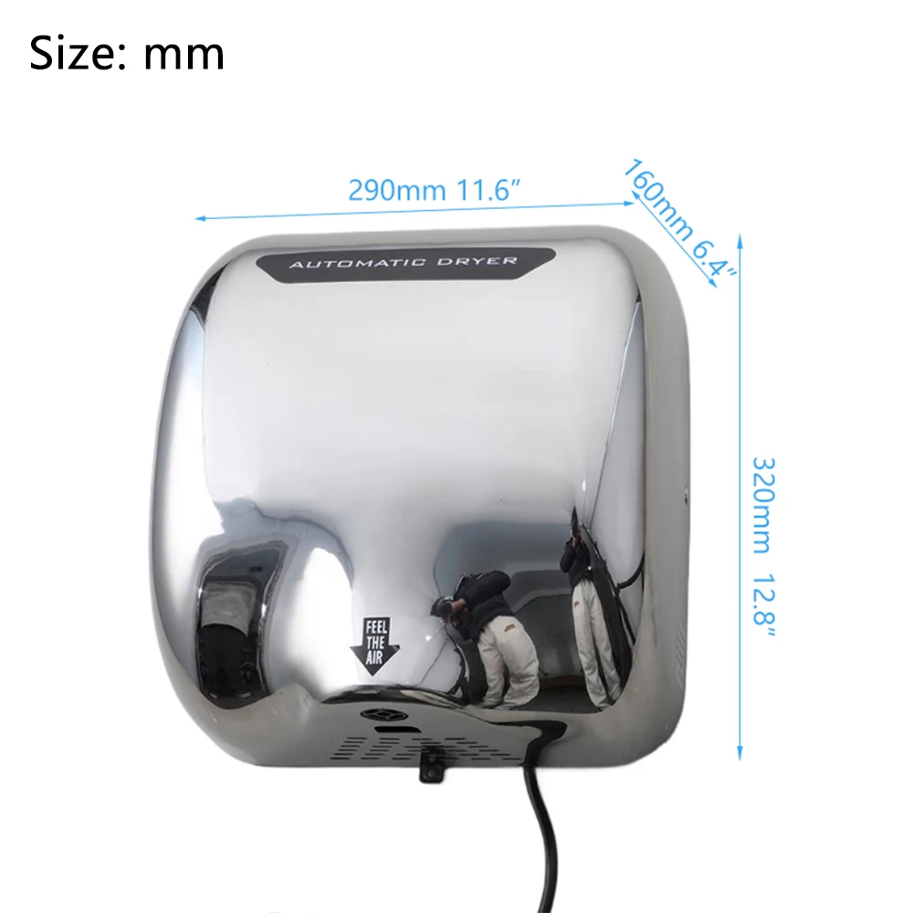 Torayvino Automatic Hand Dryer 304 Stainless Steel Sensor Household Hair Drying Device Bathroom Hot Air Electric Heater Wind