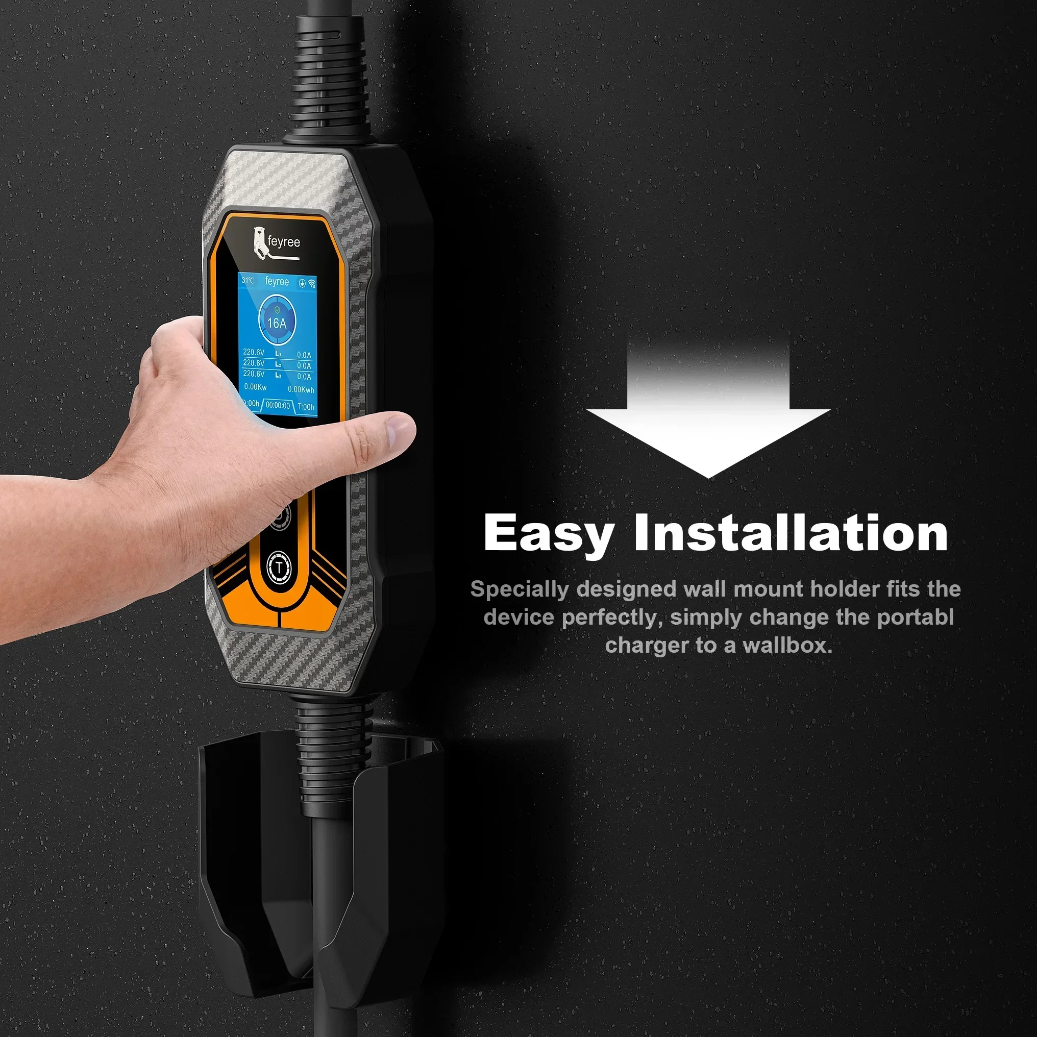 feyree e Wifi APP Control EV Charger 16A 11kW 3P GB/T Portabl Newly Version EVSE Charger Box Holder and Adapter for Electric Car