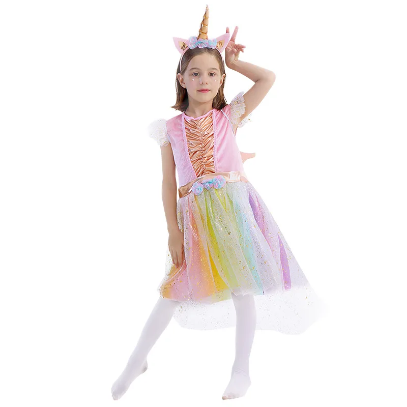 

Halloween New Unicorn Cosplay Cartoon Costume Princess Anime Mesh Dress Children Performance Costume