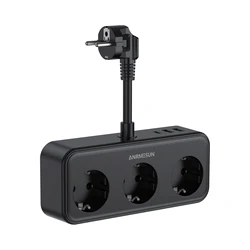 2400W EU Plug Power Strip With 2 USB A 1 Type C PD 20W 3 AC Outlets Electrical Socket Extension Cable Surge Protector For Travel