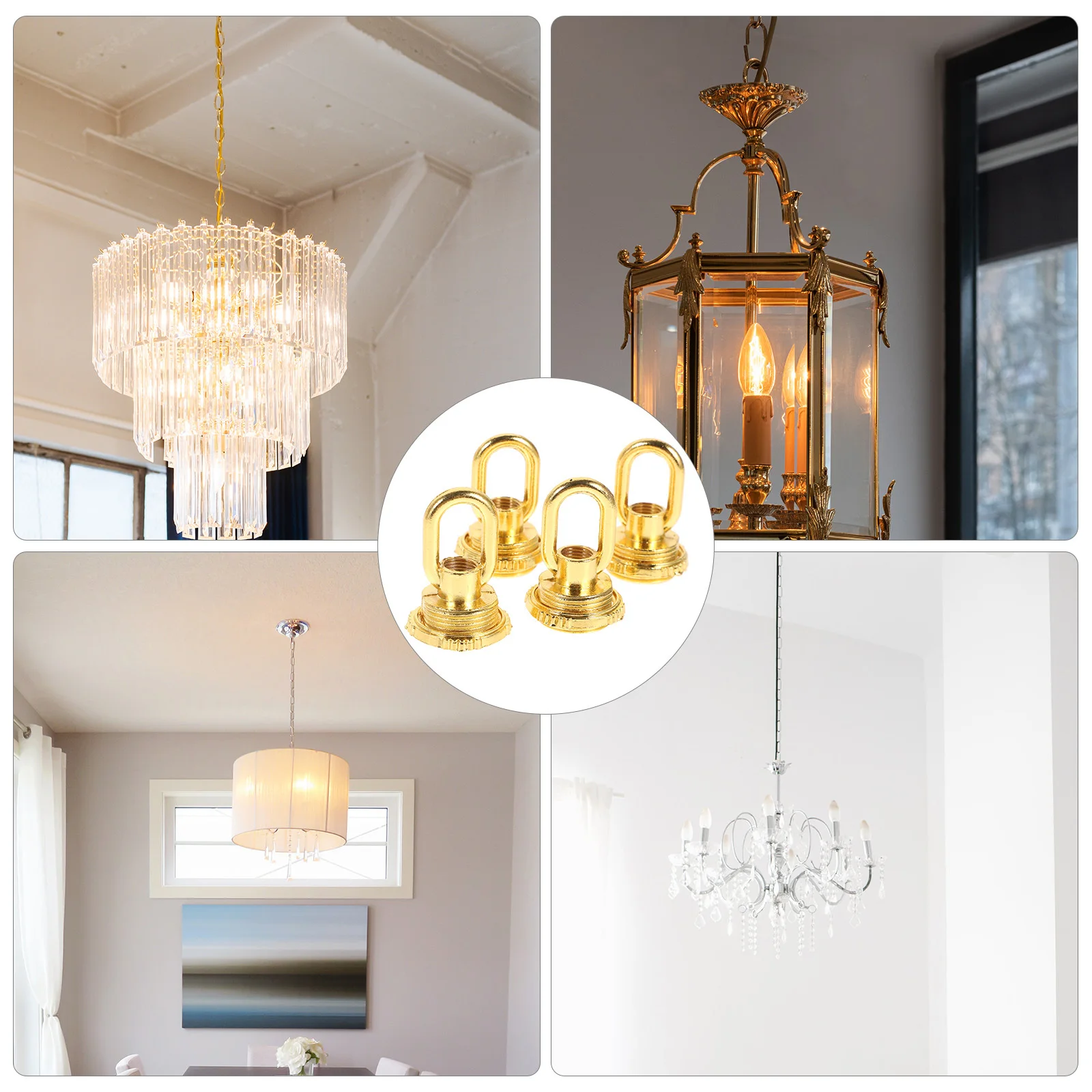 

4Pcs Ceiling Hook Zinc Alloy Heavy Duty Thread Ring Pendant Lamp Base for Chandeliers Lighting Accessories Support for Home