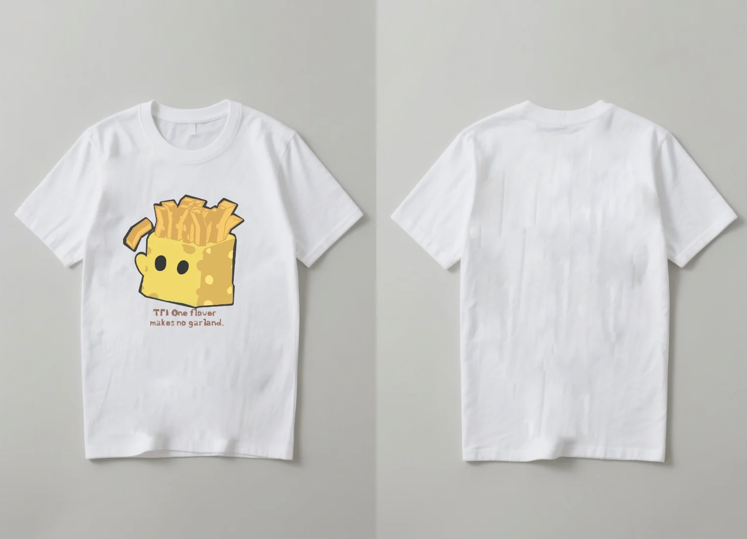 

The 2025 new stylish French fries paired with letter-printed T-shirts and casual round-neck tops for both men and women