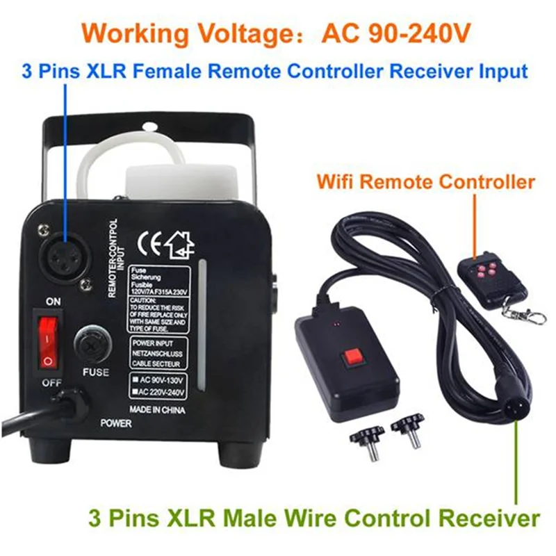 

2 Piece 90-240VAC 2 In 1 Wireless Remote Control 3 Pins XLR For Smoke Machine Party DJ Stage Lighting Effect Atmosphere Durable