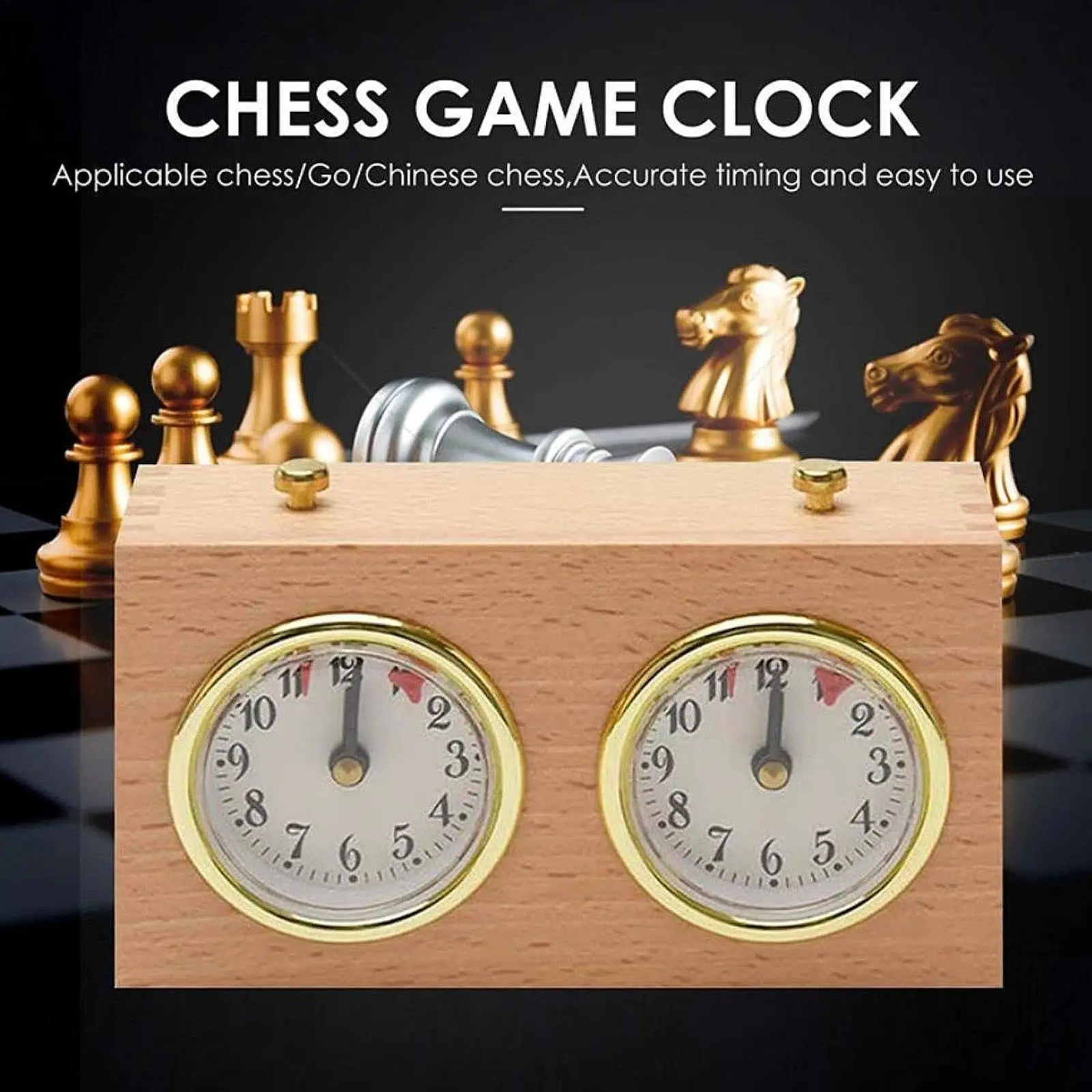 

Portable Chess Clock Timer Mechanical Retro Wood Accurate Timekeeping for Board Game Tournaments