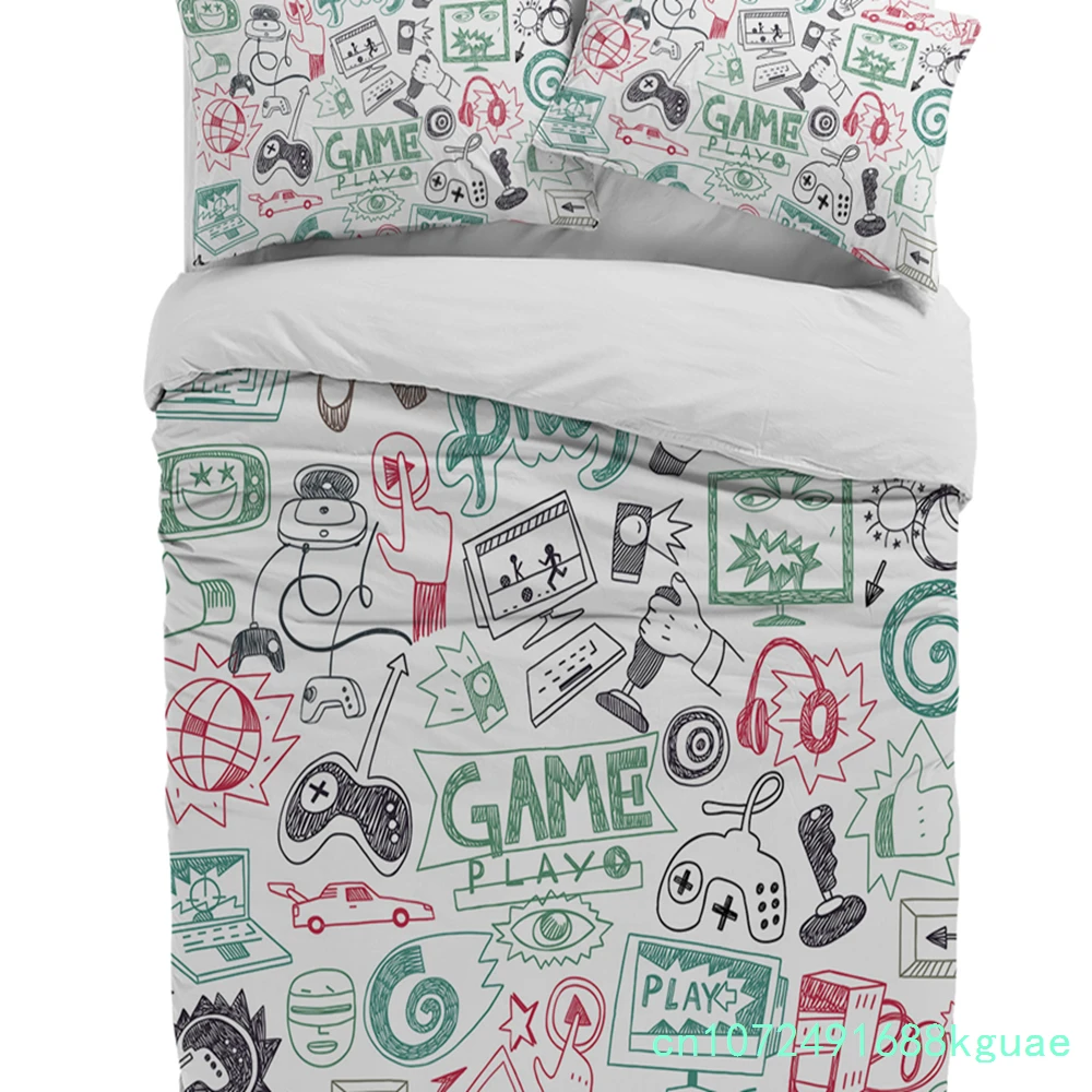 Gamepad Computer Keyboard Red Duvet Cover With Pillow Case Custom 3pcs Bedding Set Quilt Cover Double Bed Home Textile