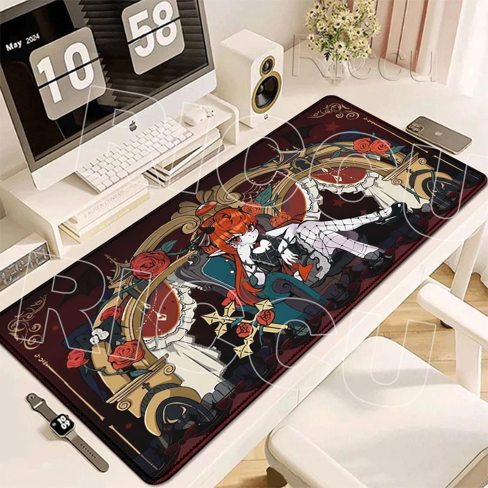 XXL Anime Aesthetics Mousepad Red Rose Black Devil Angel Carpet PC Keyboard Desk Decort Playmat Office Accessories E-Sports Mats