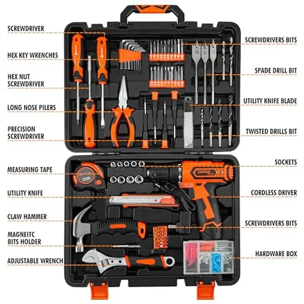 Professional 12V Cordless Drill Power Tool Combo Kits Set DIY Home Garden Office Maintenance Kit Hammer Pliers Drill Bits