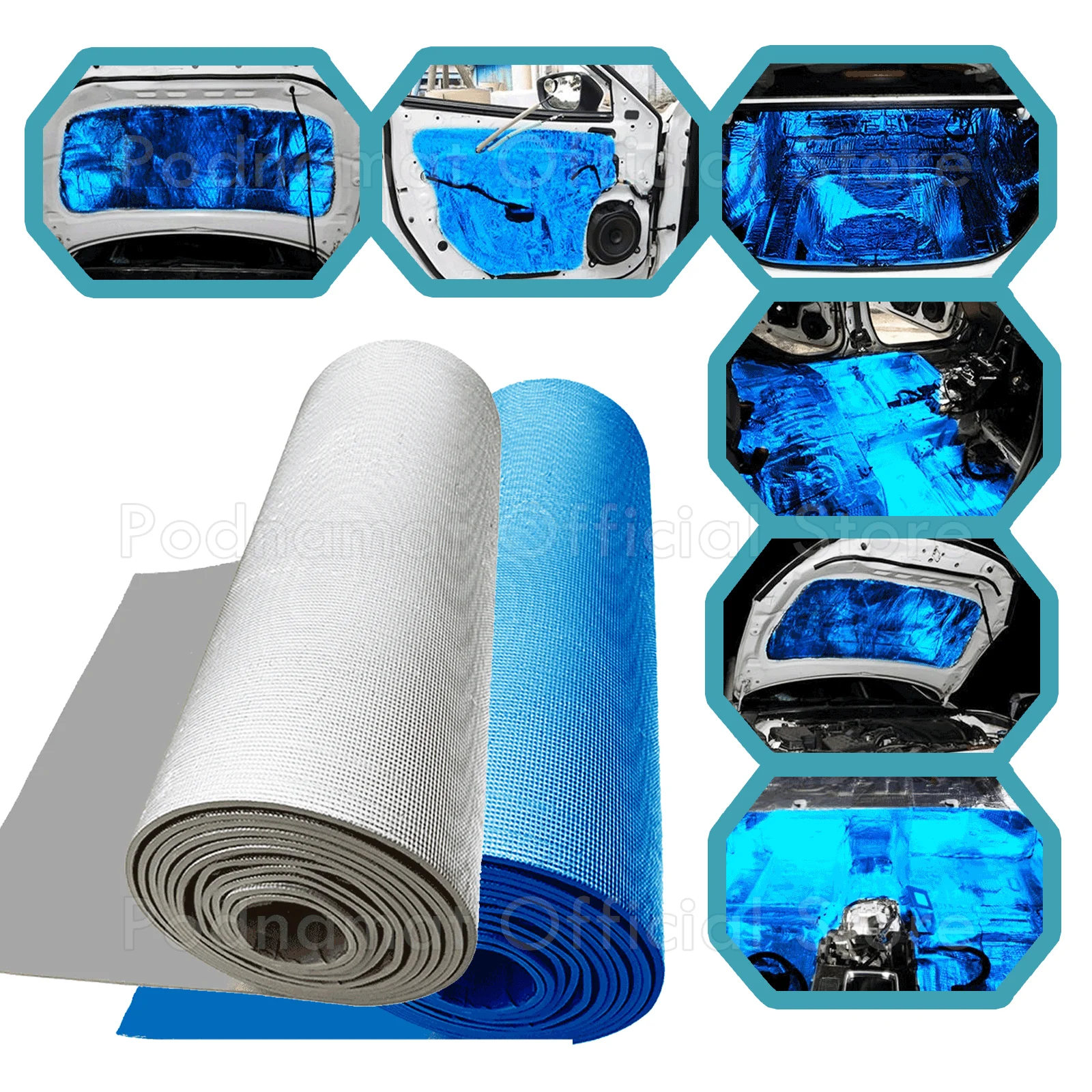 1 Roll 50cm*200cm*10mm Car Sound Proofing Deadening Truck Anti-Noise Sound Insulation Cotton Heat Proof Self-Adhesive Foam Mat