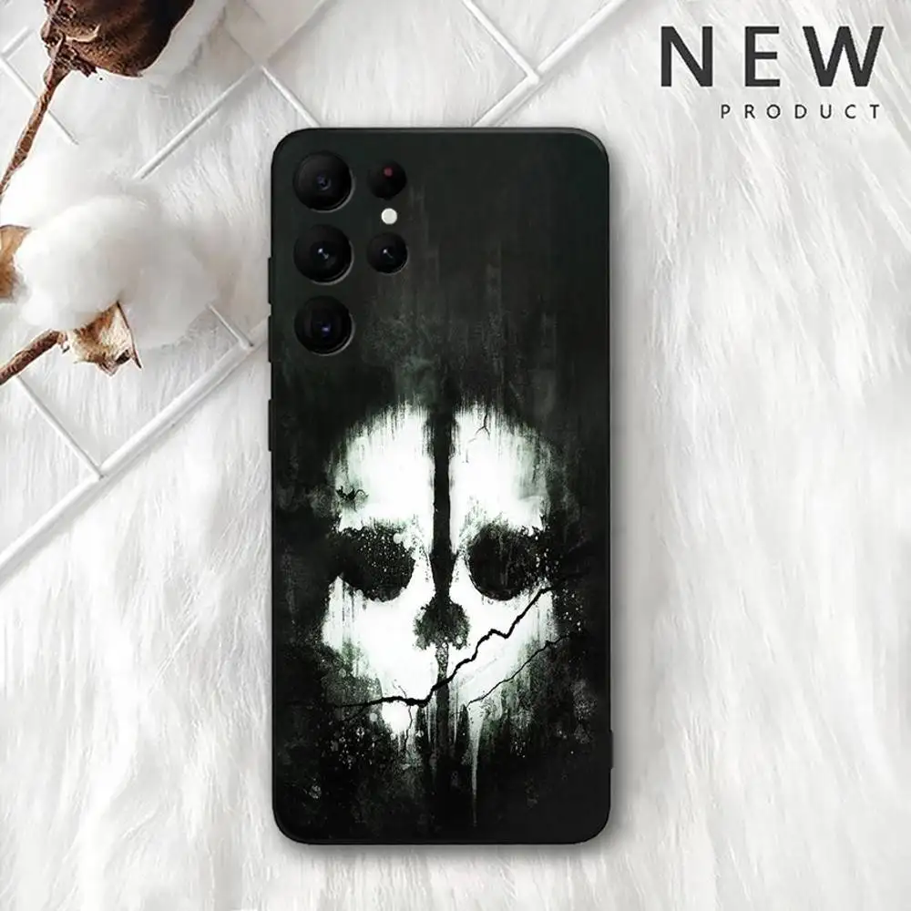 حافظة هاتف C-COD Call Of D-Duty Ghost لهاتف Samsung S 25,24,23,22,30,21,10,9,Ultra,Plus,Lite,FE,4,5G حافظة ناعمة سوداء