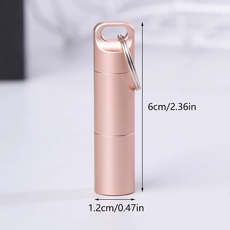 Aluminum Alloy Airtight Pill Container Bottle Portable Outdoor EDC Single Chamber Capsule Holder Waterproof Medicine Case Box